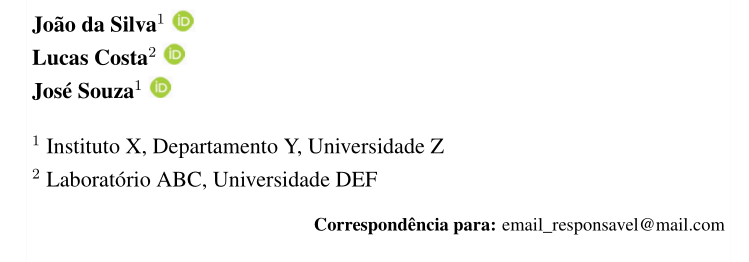 Exemplo visual de autores e afiliações
