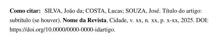 Exemplo visual de bloco de citação sugerida