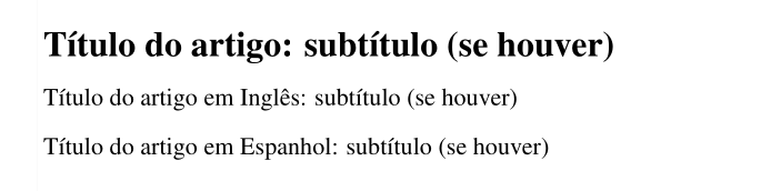 Exemplo visual de título em outras línguas